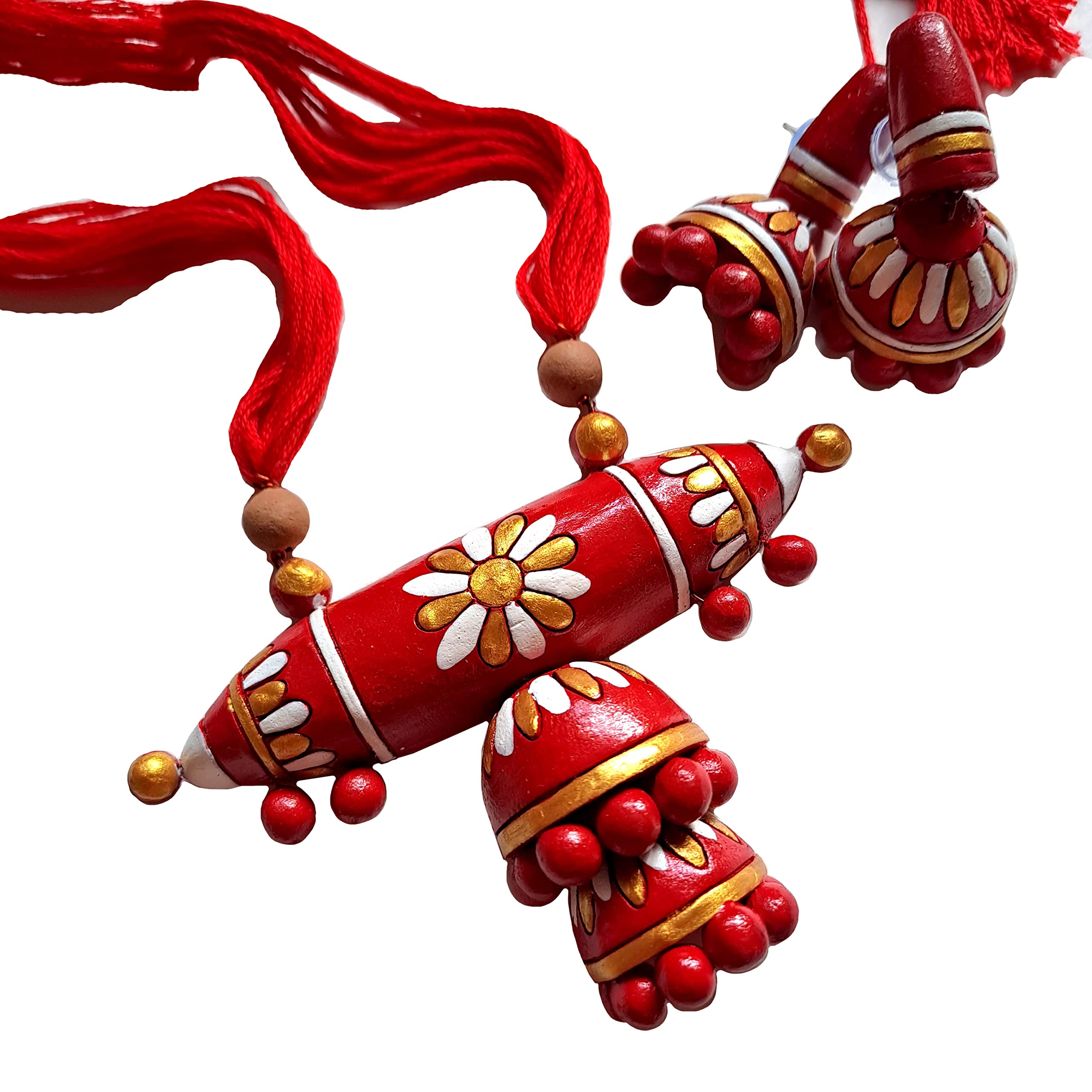 Avighna Temple Style Terracotta Jewellery set (Red) (B0BXGP26K1) Amazon Price History, Amazon Price Tracker