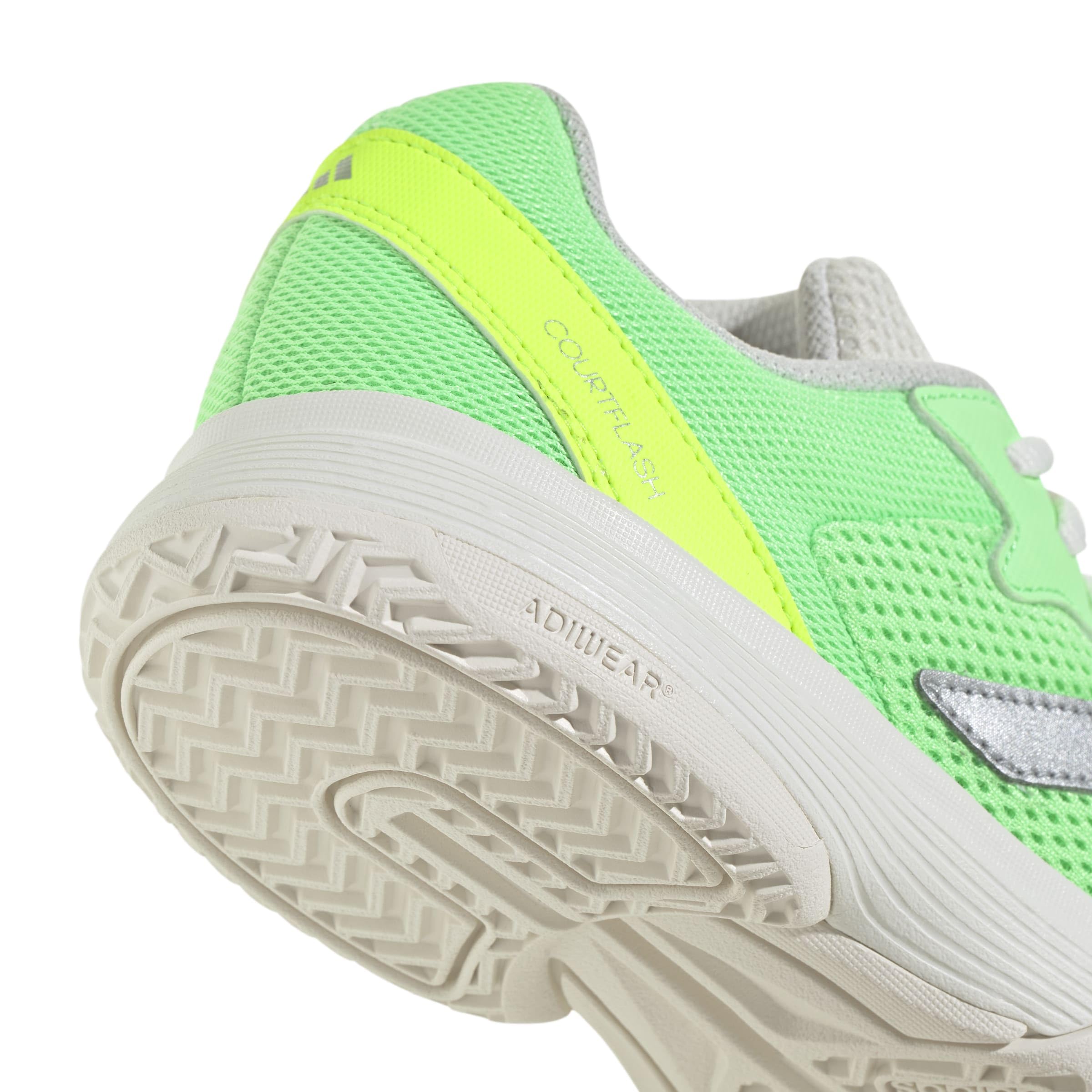 adidas Uniseks - dzieci Courtflash Kids Tennis Shoes, Pure Teal/Silver Metallic/Lucid Lemon, 35 EU