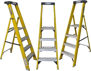 Sponsored Ad - LADDERMAN 4Step Platform Type FRP Self Supported Foldable Electrical Shock Proof Fiber Glass Safety Ladder, Yellow