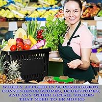 Vista 6 de Macarrie 12 cestas de compras, cestas de plástico de 20 L con asas, 16.9 x 11.8 x 9.1 pulgadas, resistentes, color negro