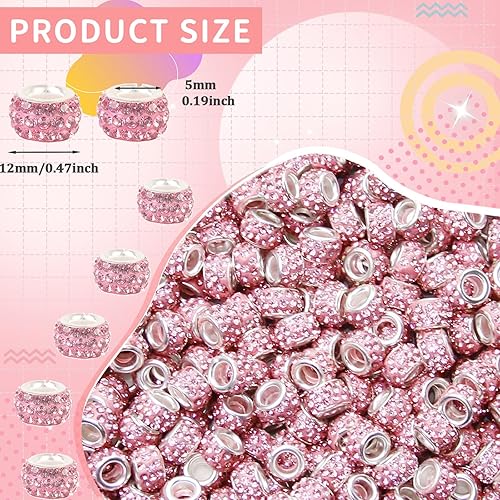 Vista 143 de 200 cuentas europeas de agujero grande – Mixcolor Lampwork Rhinestone Craft Beads para bricolaje pulseras joyería fabricación
