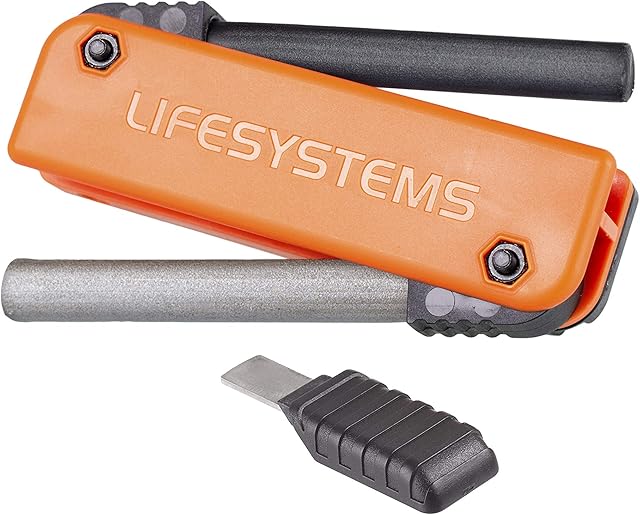 Lifesystems Dual-Action Outdoor Fire Starter - Magnesium Ferrocium Rod With Stainless Steel Striker For Camping, Survival and Bushcraft,Orange