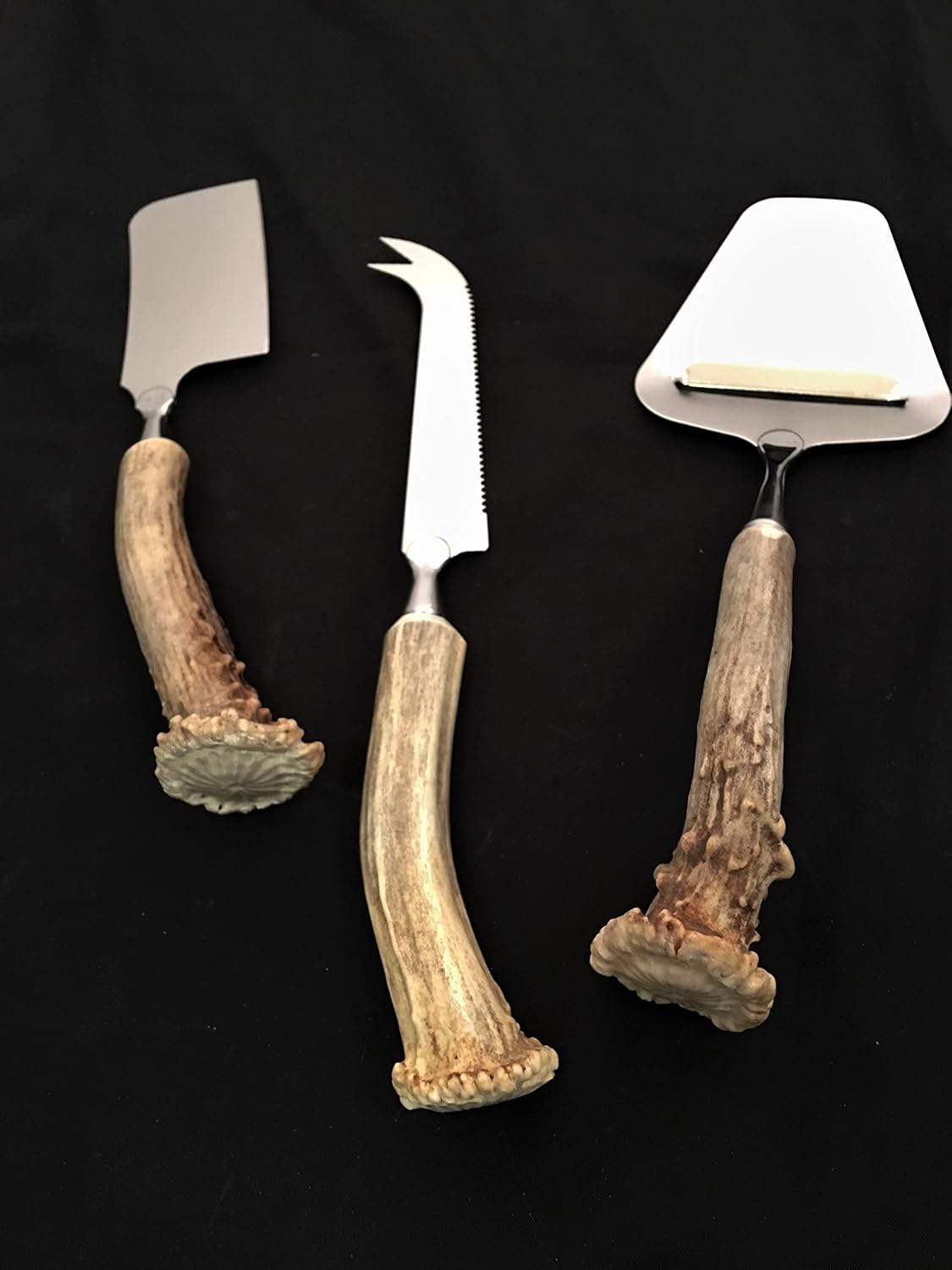 3 Piece Antler Handled Hard Cheese Serving Set
