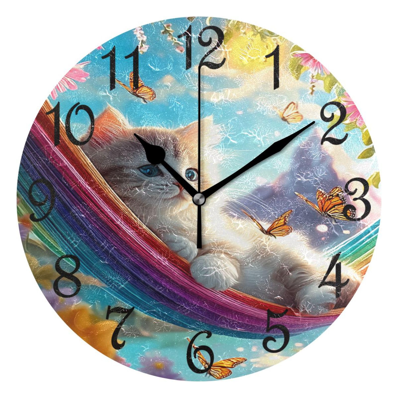 Horloge Murale Ronde Silencieuse sans Tic-Tac Mouvement Quartz Précis 25 cm