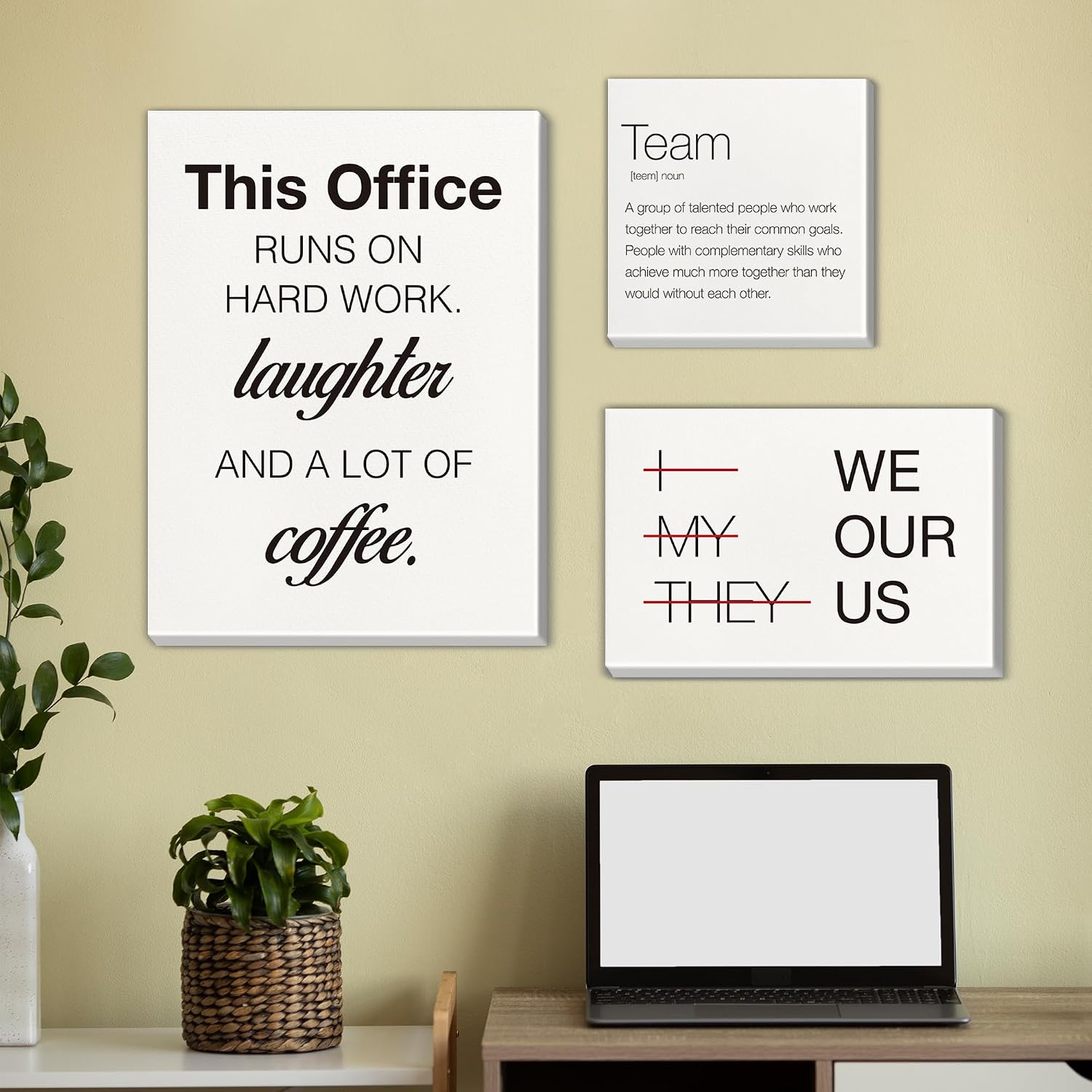 Inspirational Wall Decor for Office Teamwork Wall Art Motivational Posters Set of 6 Framed Modern Office Team Canvas Artwork, Team Gifts