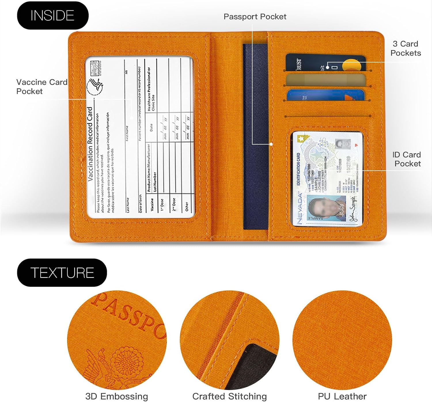 VIDIVICI 2Pack Passport Wallet, Travel Gifts, Travel Accessories - Yellow&Green image 2