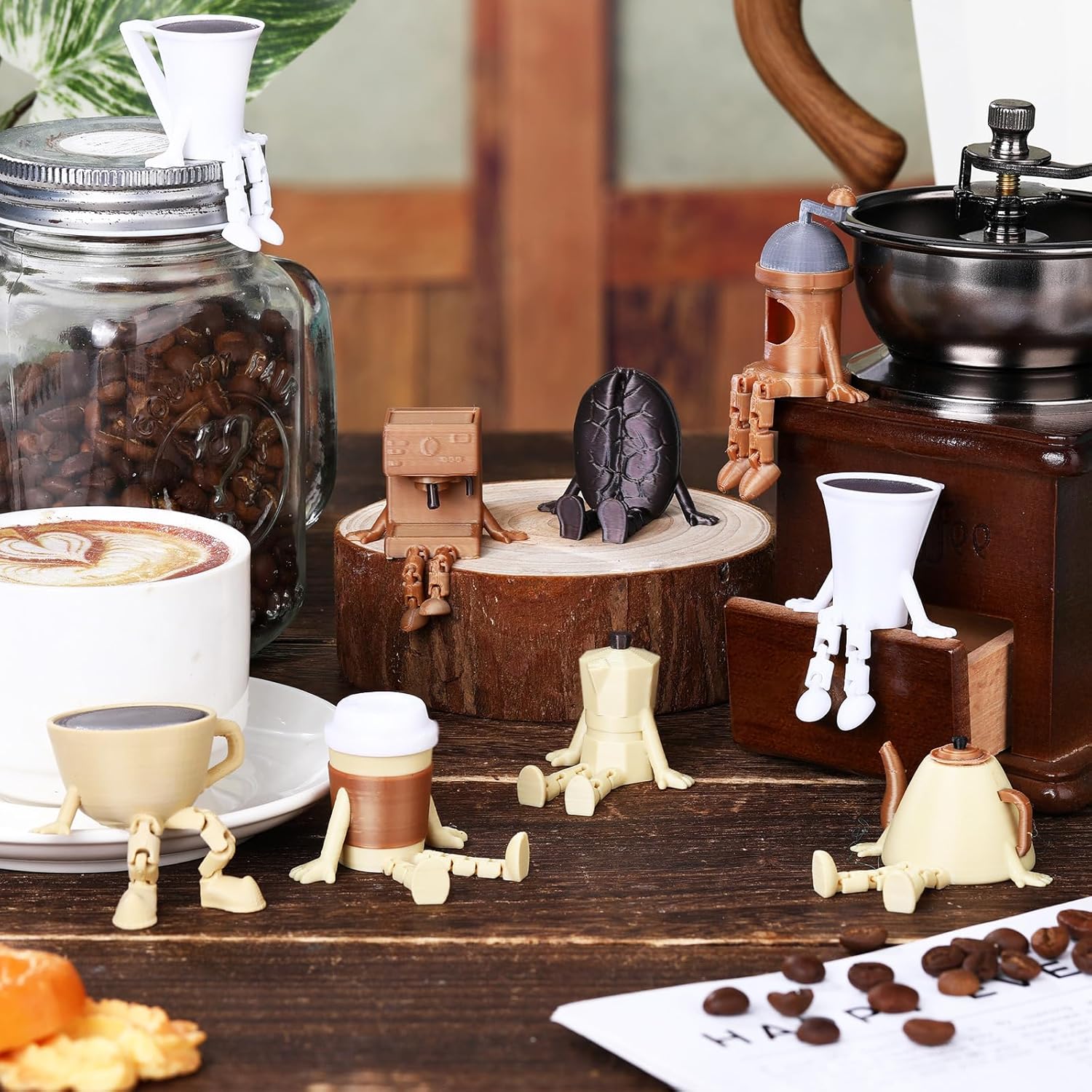 Thyle 16 Pcs Coffee Bar Decorations Funny Cafe Figurines Set Coffee Mugs Corner Decor Accessories Gifts for Cafe Bar Table Kitchen Office Lovers Barista Espresso Enthusiasts Desk Toy