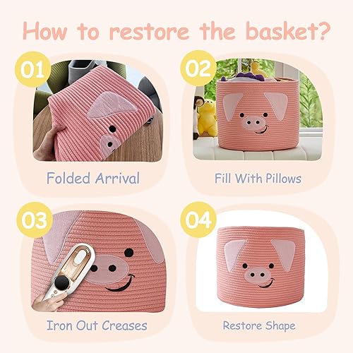 Miniatura 15 de OMERAI Cesta de animales para gatos, bonita canasta de manta grande tejida de cuerda de algodón, almacenamiento de juguetes para decoración del Gris