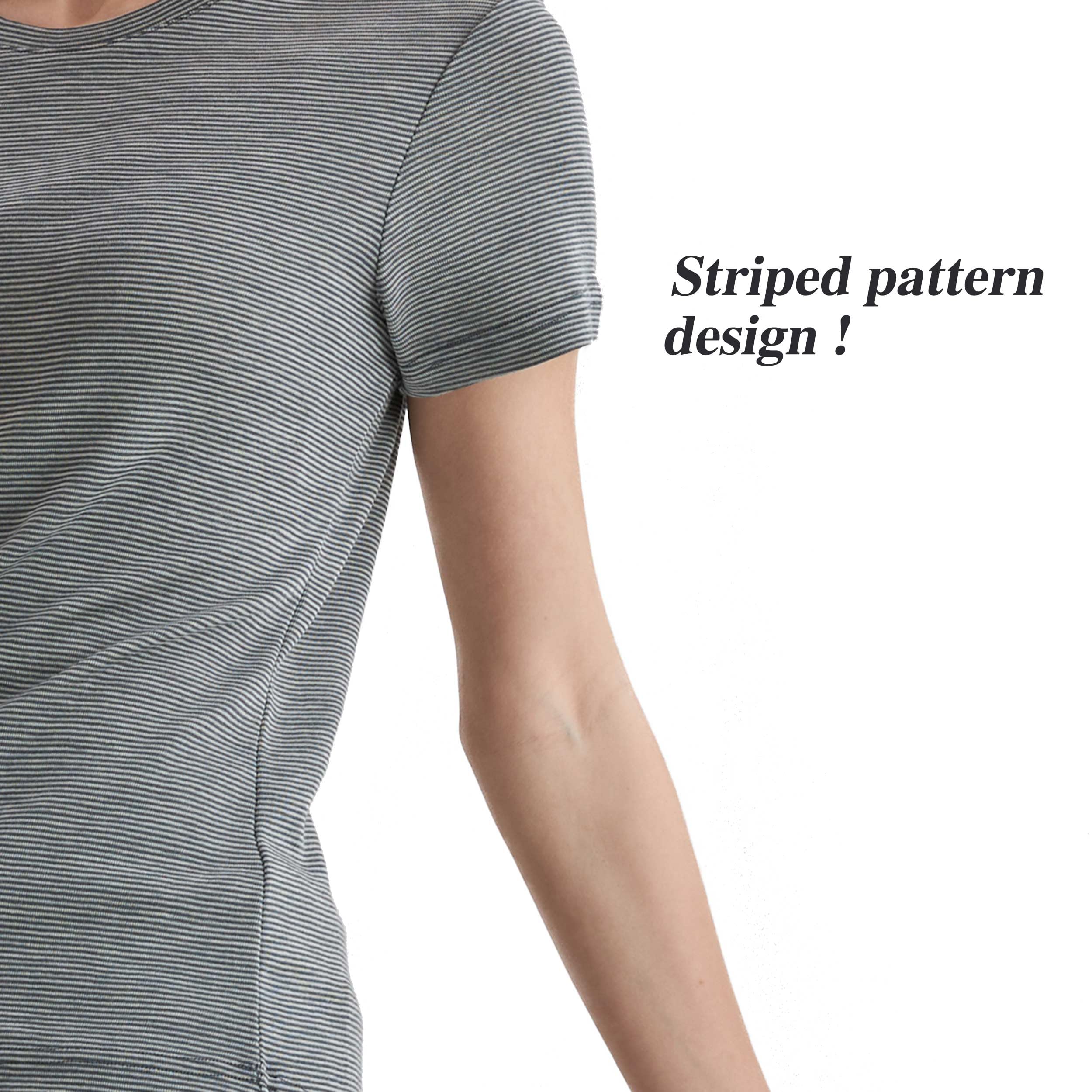 Merino Protect 100% Laine Merinos T-Shirts Femme Col Rond Manches Courtes sous Vetement Résistance Odeur Couche Base pour Voyage Randonnée Tshirt