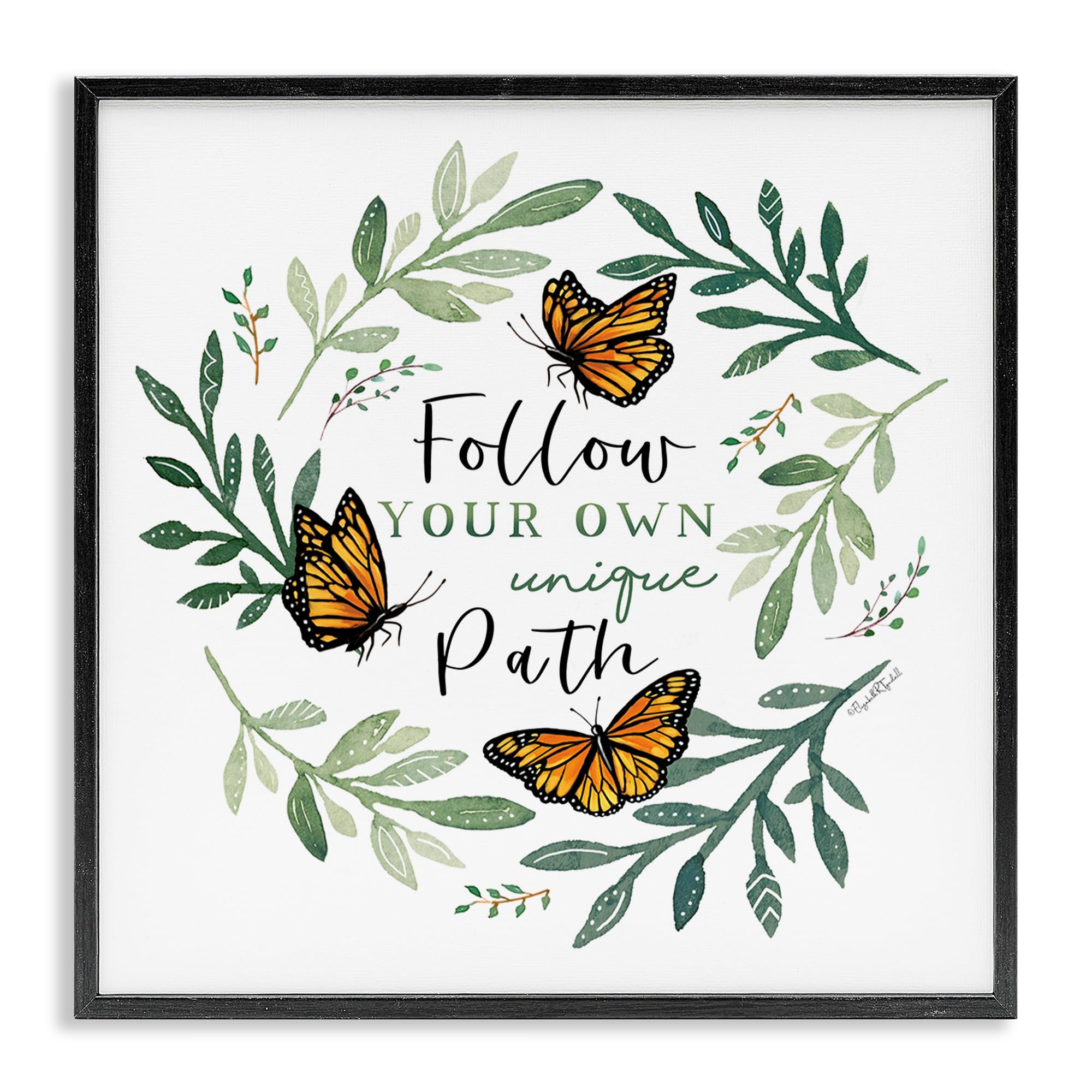 Cadre Follow Unique Path par Elizabeth Tyndall, tableau Stupell Industries gris 61x61 cm