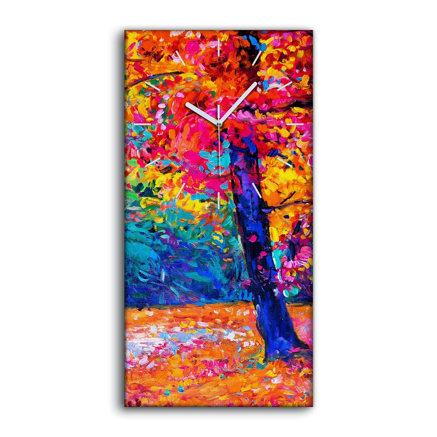 Horloge sur Toile Sans Bruit pour Chambre Décoration Arbre Automne Lumineux