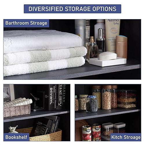 Miniatura 9 de JXQTLINGMU Armario de almacenamiento de granja con estantes ajustables, armario de almacenamiento de piso de baño con puertas de granero, armario