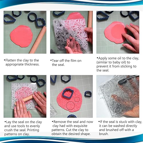 Miniatura 3 de Hojas de sello de textura de silicona prémium para joyas de arcilla polimérica y aretes de arcilla, juego de 3 patrones florales y únicos, fácil de