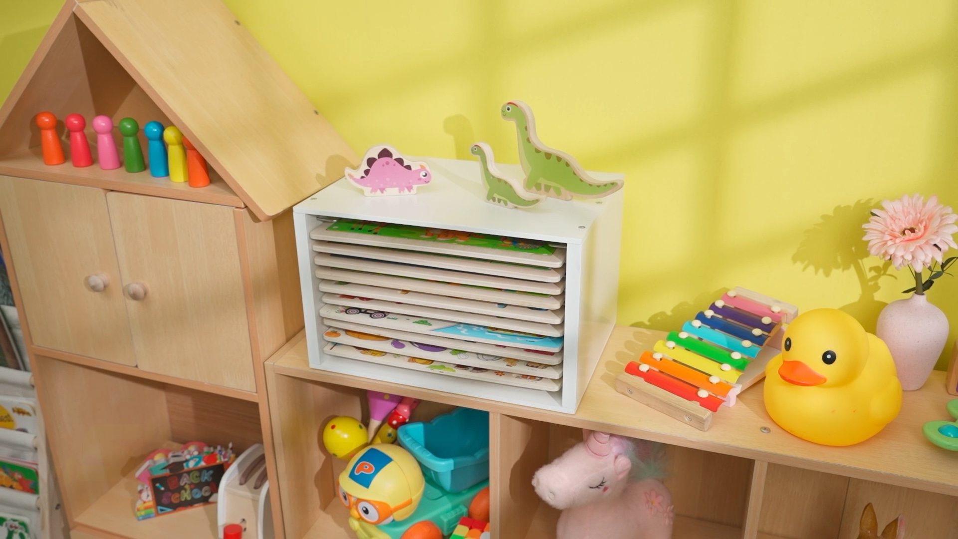 Amazon.com: Sintuff Wooden Puzzle Organizer Rack, 12-Slot Jigsaw