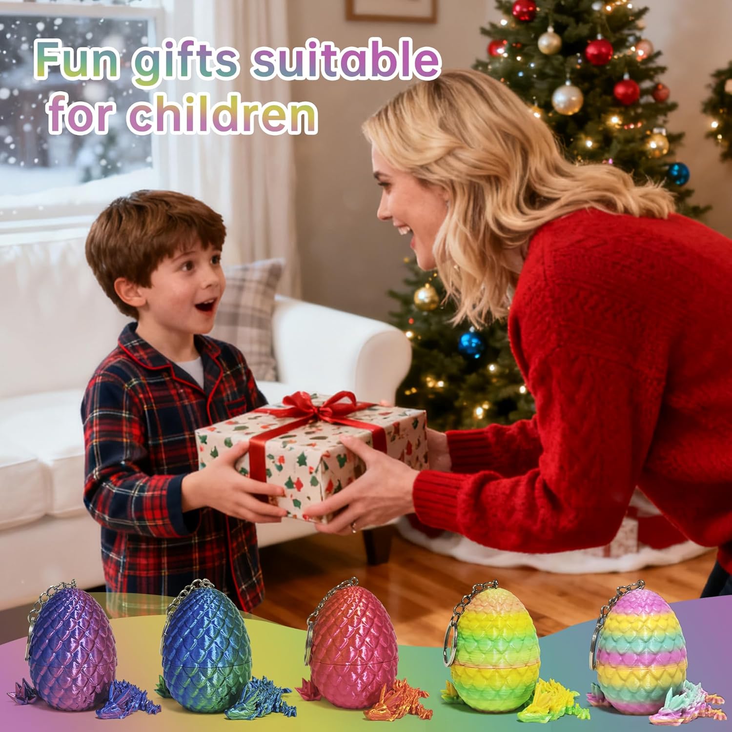 12 Pcs 3D Printed Dragon with Egg for Easter Basket Stuffers, Dinosaur Easter Eggs Fillers Fidget Toys,Easter,Birthdays, Christmas Easter Decorations Gifts for Girls Boys(with Keychain) - Image 6