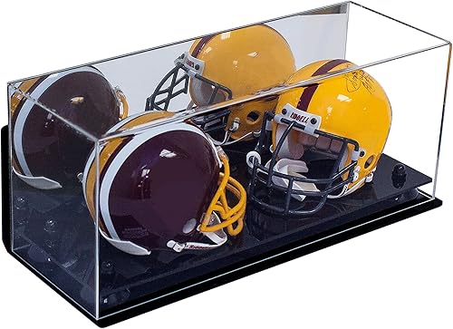 Miniatura 131 de Better Display Cases Acrílico 2 Mini casco de fútbol (no tamaño completo) vitrina con base de césped transparente (V46/A019)