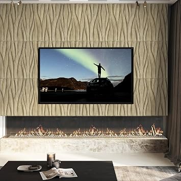 STICKGOO 3D Wall Panels for Interior Wall Decor, Wood 3D Textured Wall Decor Panels, Natural Oak Wave Design Accent Wall Panels for Living Room, Office