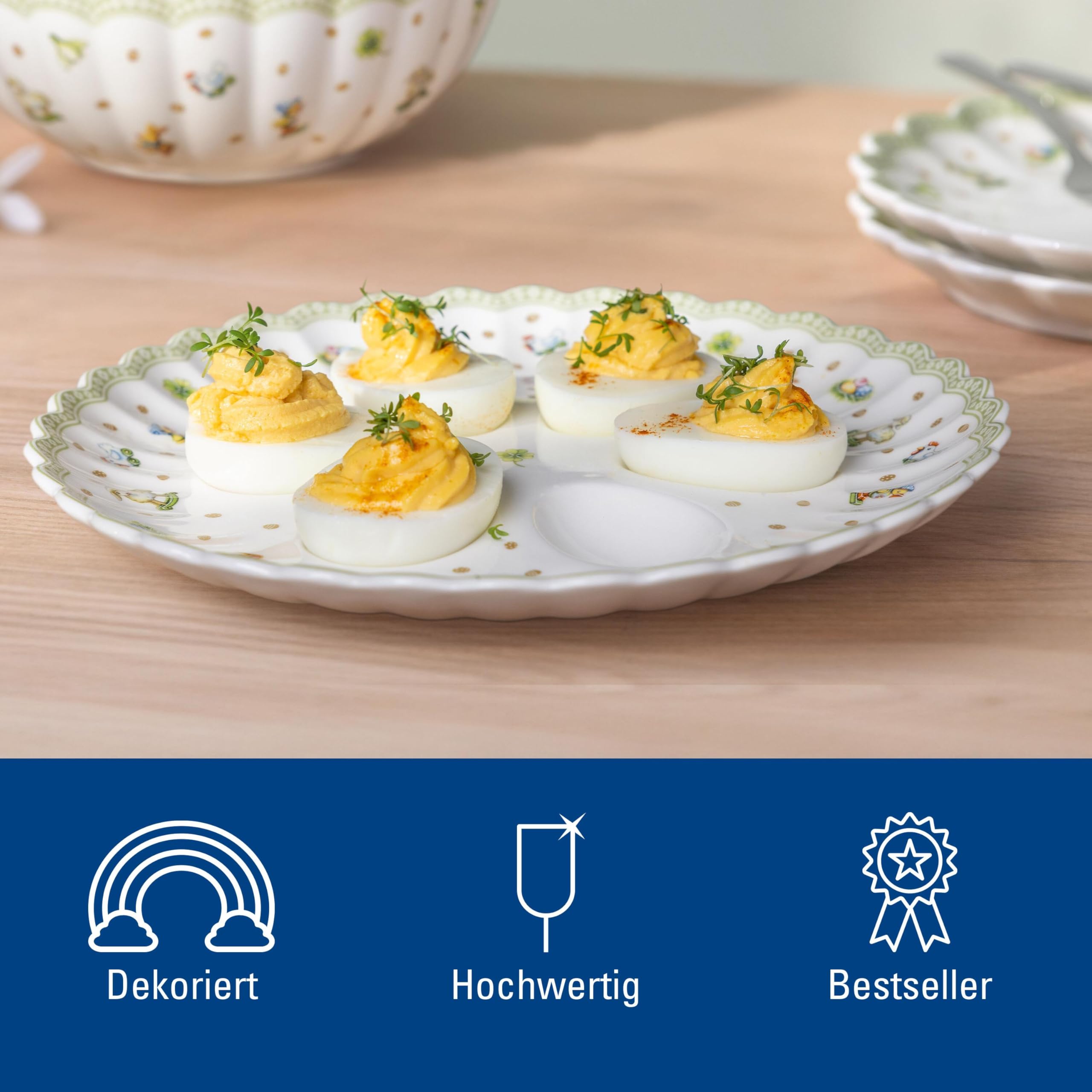Villeroy & Boch - Easter Delight Eierteller Grün, Teller Ostern zum Bemalen oder Servieren von Eiern, Osterdeko, Oster Geschirr, Premium Porzellan