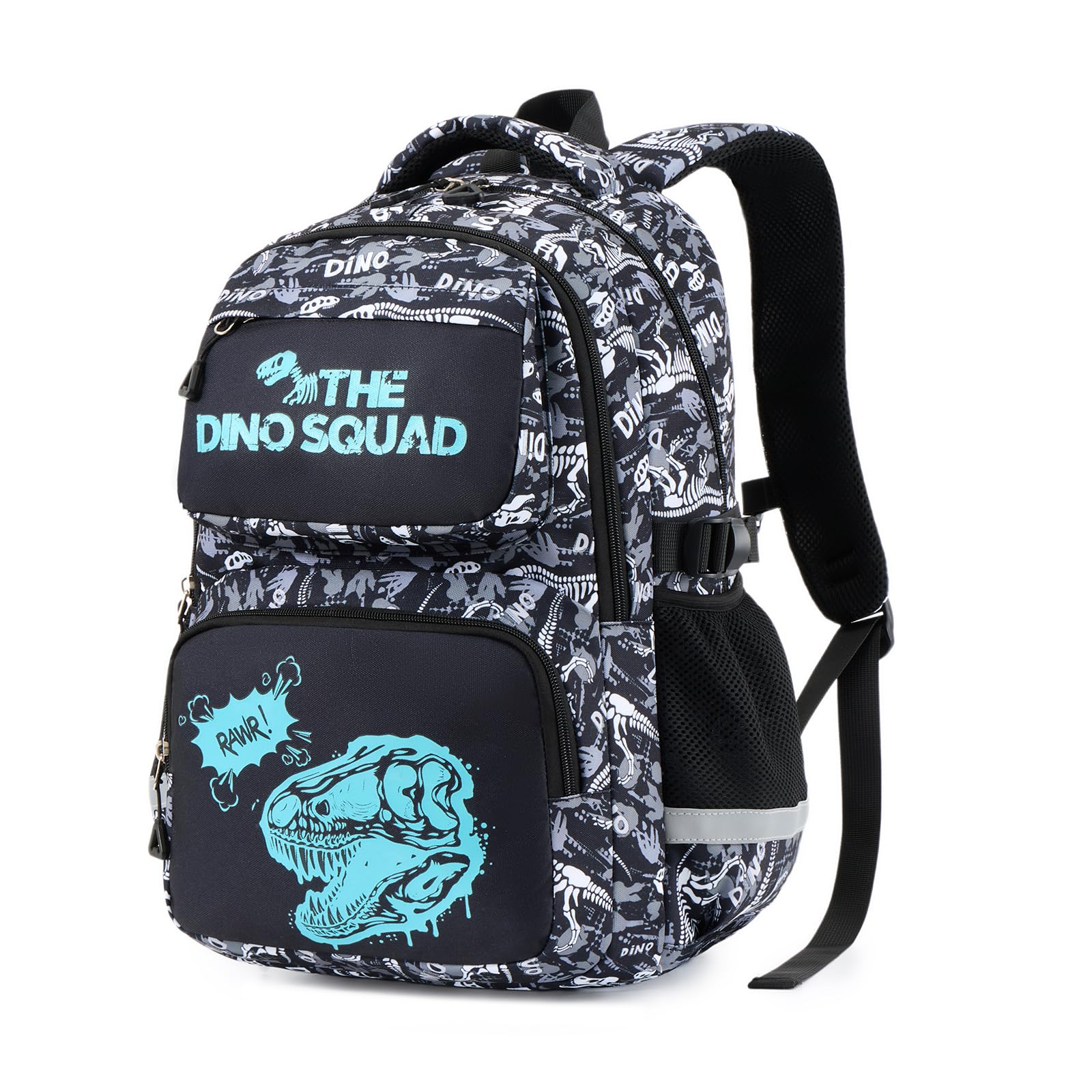 Amythe Schulrucksack Jungen Teenager, Schultasche Kinder mit Reflektoren für 1. bis 4. Klasse, Leuchtend Schulranzen Wasserdichter für 15.6 Zoll Laptop