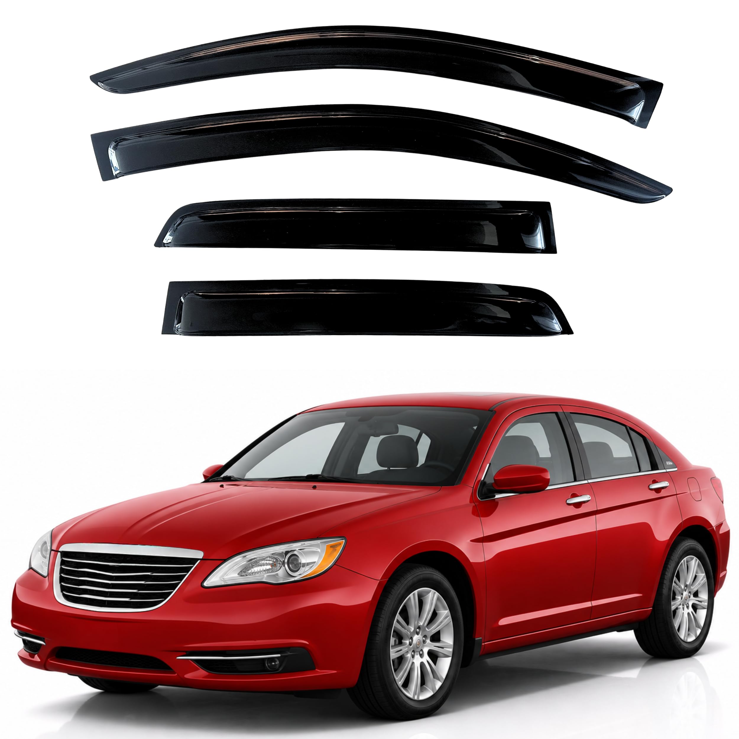KPY Rain Guards Fit for 2011-2014 Chrysler 200, Out-Channel Window Visors Vent Wind Deflectors 4PC, Car Accessories for 07-10 Sebring