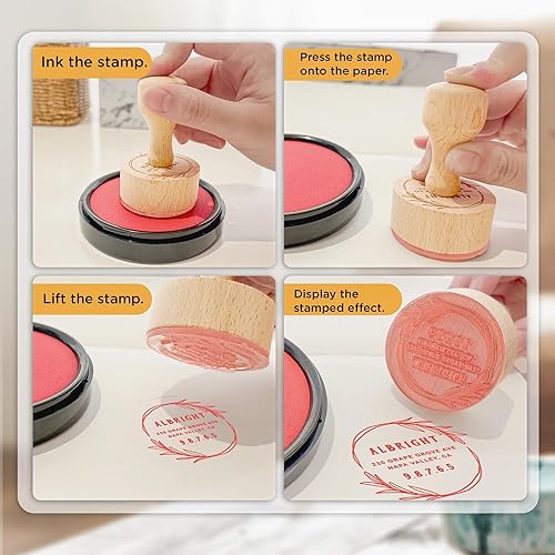 Miniatura 4 de CUSMIZ Sello de goma personalizado, sello de logotipo personalizado con material de madera duradero, crea tu propio sello con logotipo y nombre,