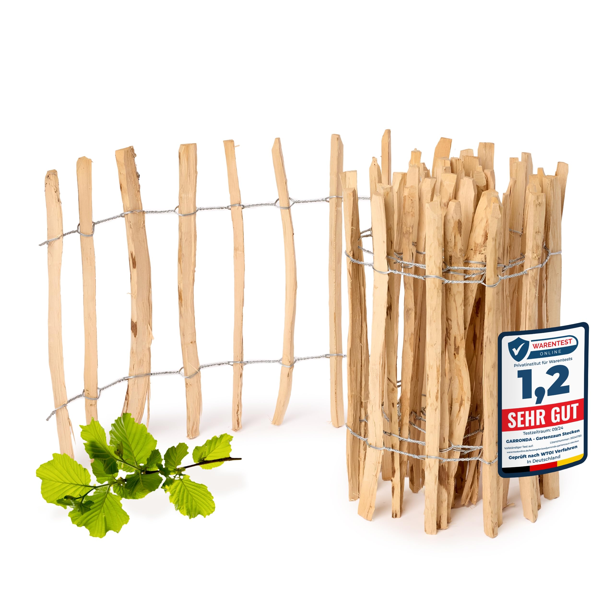 Garronda Cloture Jardin Exterieur à Planter en noisetier, clôture Jardin, clôture Bois, Bordure en Bois pour Jardin, ganivelle de Potager Exterieur GD-​0079 (Écart des Lattes: 7-​8 cm, 60 cm x 5m)