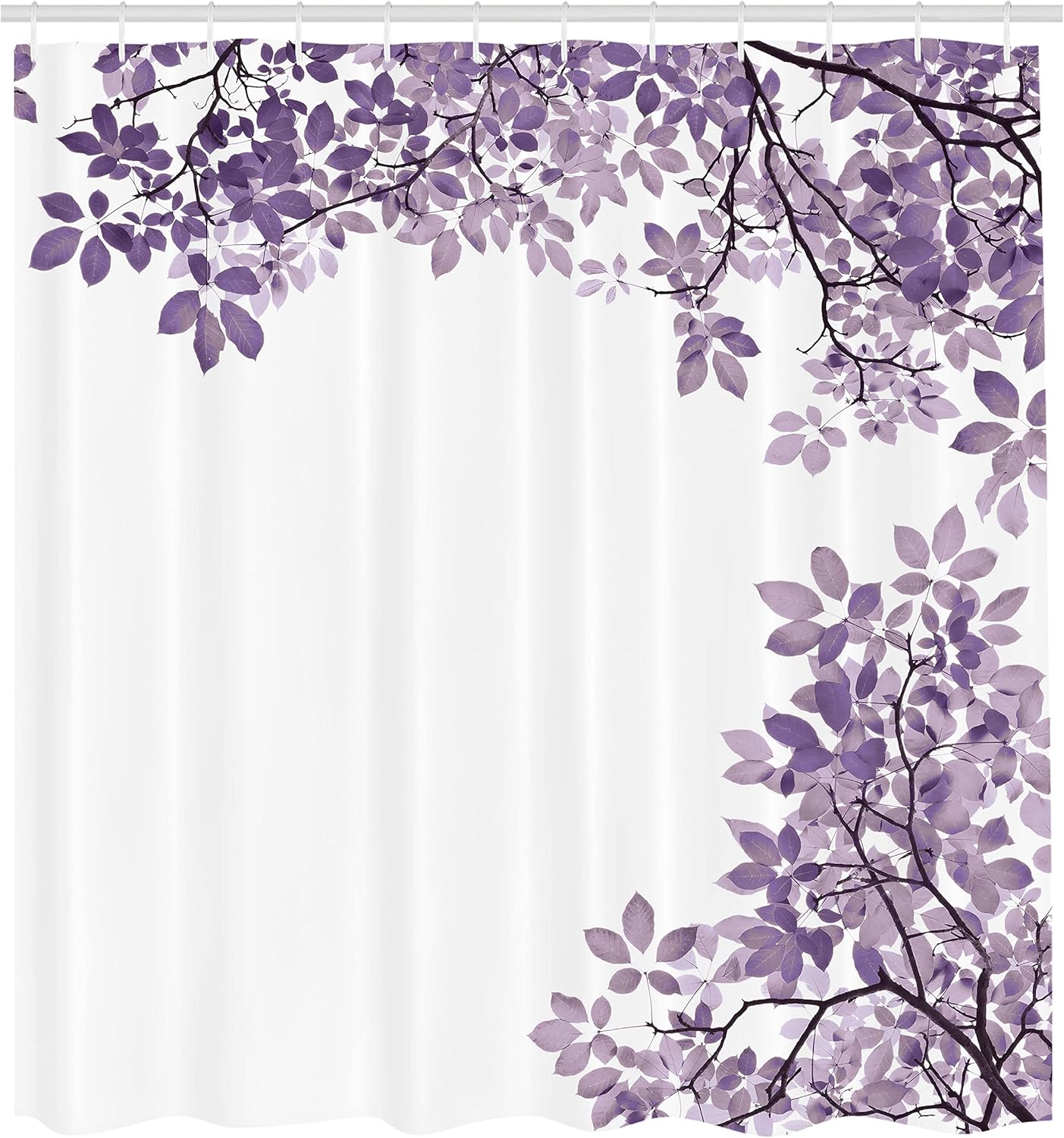 Ambesonne Leaves Shower Curtain, Broad Leaves Close-up Background Garden Foliage Leaf Ornate Spring Summer Vibe, Cloth Fabric Bathroom Decor Set with Hooks, 69" W x 70" L, Pale Lavender