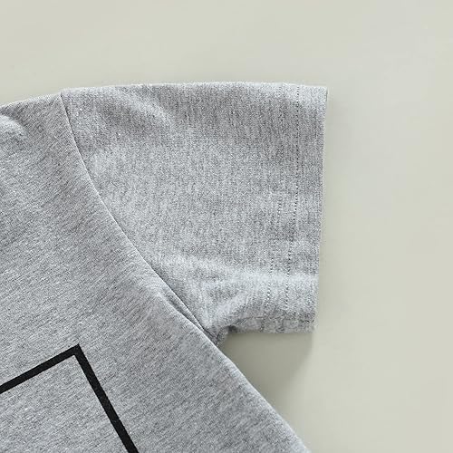 Miniatura 4 de Conjunto de ropa de verano para bebé y niño, camiseta de manga corta con estampado de letras y pantalones cortos de cintura elástica
