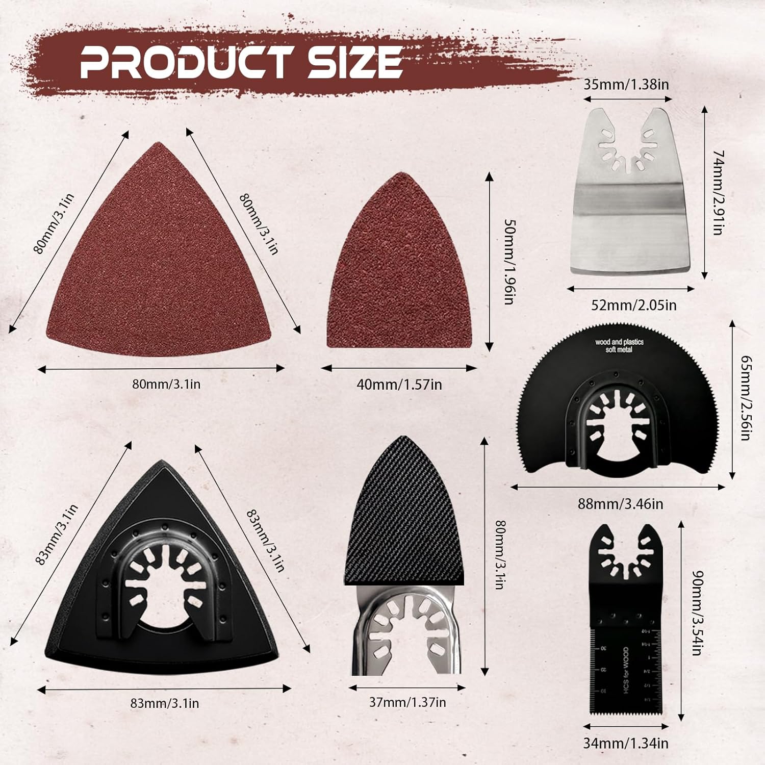 161Pcs Oscillating Tool Sanding Pad Kit, Includes 3Pcs Triangle Sanding Pads, 3Pcs Finger Sanding Pad, 150Pcs Sandpaper and 5 Saw Blades, for Wood Polish Sanding, & Other Surfaces