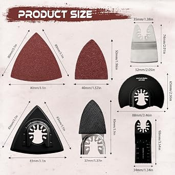 161Pcs Oscillating Tool Sanding Pad Kit, Includes 3Pcs Triangle Sanding Pads, 3Pcs Finger Sanding Pad, 150Pcs Sandpaper and 5 Saw Blades, for Wood Polish Sanding, Other Surfaces