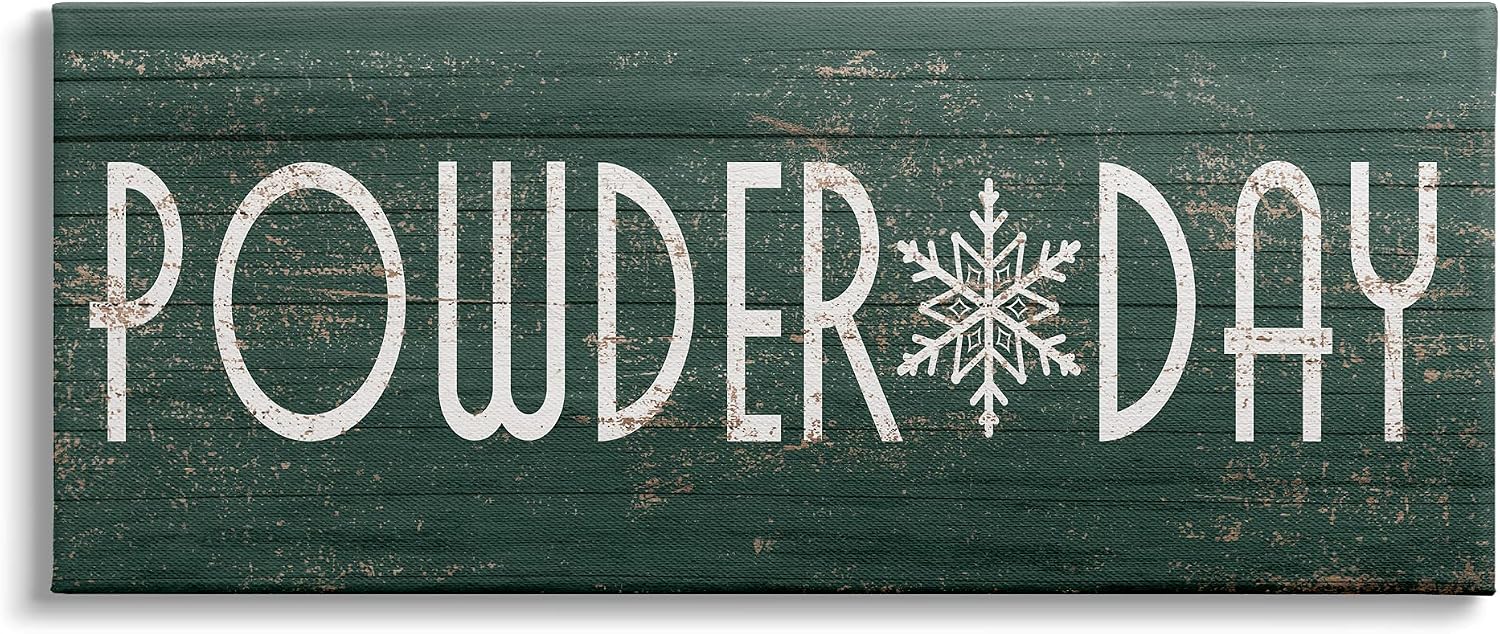 Stupell Industries 'Powder Day Phrase Snowflake Typography Ski'| Canvas Art | Stupell Industries | 24 x 10 Inches, Easy to Hang and Sturdy, Made in USA, by Lil' Rue