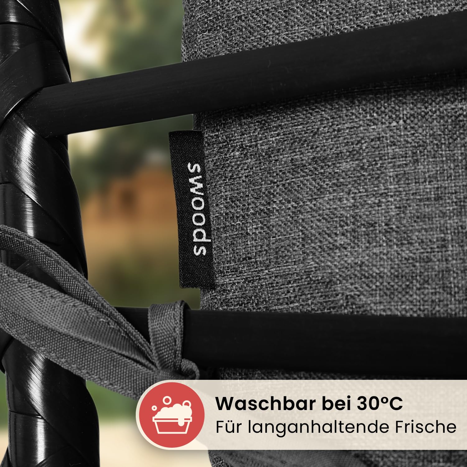 Swoods XXL Hängesessel mit Gestell - Hängesessel Für Indoor und Outdoor - Inkl. Kissen - Egg Chair - bis 150kg (Dunkelgrau)