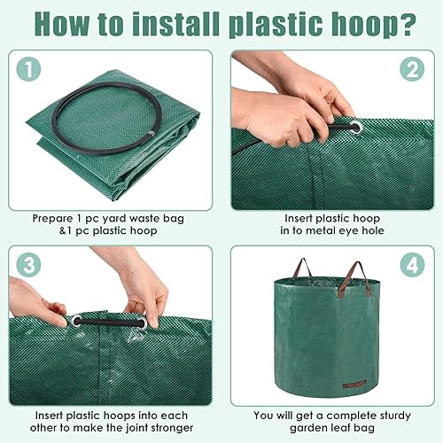 Miniatura 4 de Bolsa de basura reutilizable para patio, paquete de 2 unidades de 106 galones (aproximadamente 800 litros), bolsa de basura de gran tamaño para