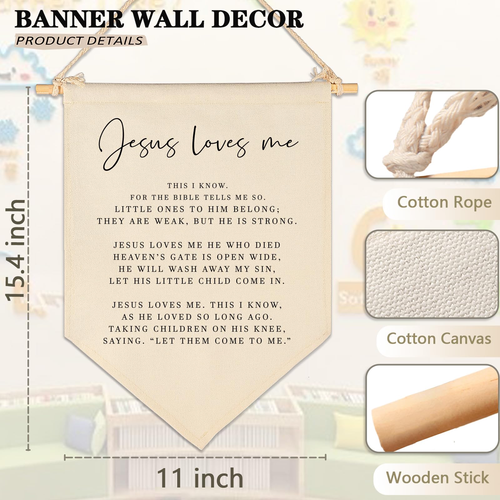 Letrero de versículo bíblico con escritura para bebé, regalo de baby shower, decoración de canción de escuela dominical, decoración de bandera, regalos para bebés, niños, niñas, regalos de pared para