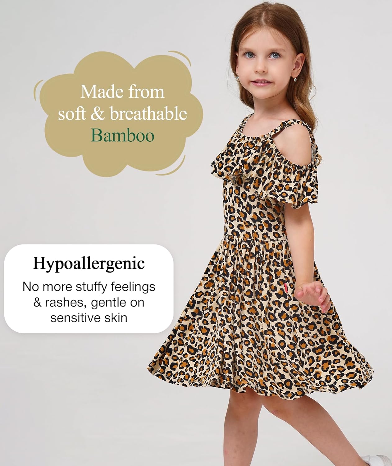 Girls Summer Dress Bamboo Viscose Cloud-Soft and Breezy Stay Cool During Play One Shoulder Casual Dresses