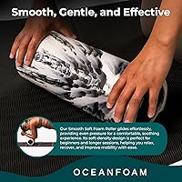 Vista 7 de Oceanfoam Smooth Soft Foam Roller (Black Marbled) - Beginner, Travel Sized Low Density Foam Roller for Home & Gym, Physical Therapy, Back Pain, &
