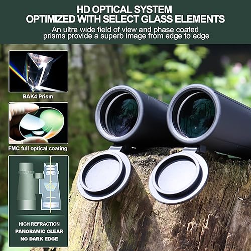 Miniatura 2 de Prismáticos de viaje para adultos, 10 x 42 HD, ligeros e impermeables, compactos y transparentes, perfectos para observación de aves, senderismo,