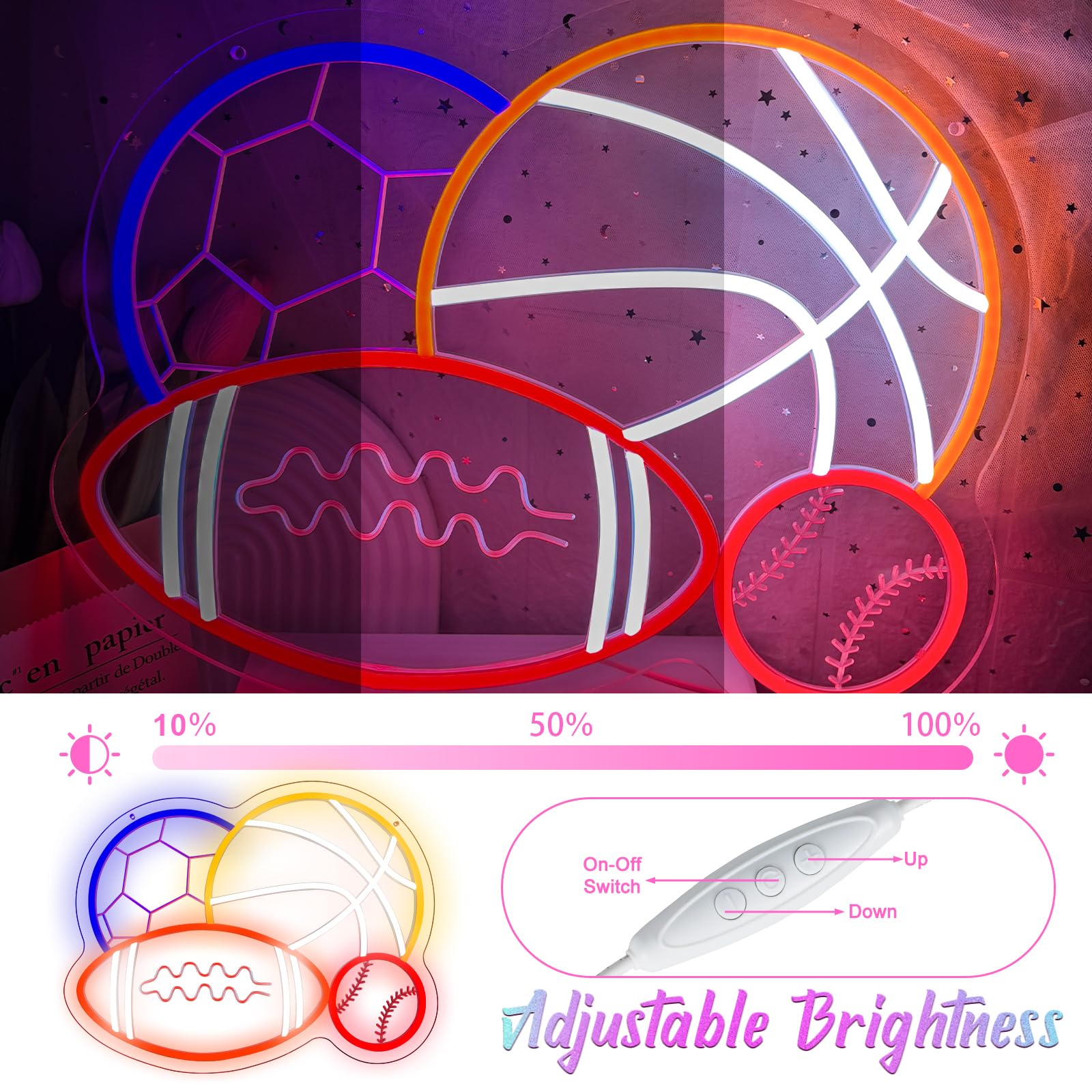 4 Ball Combination Neon Sign - Image 3