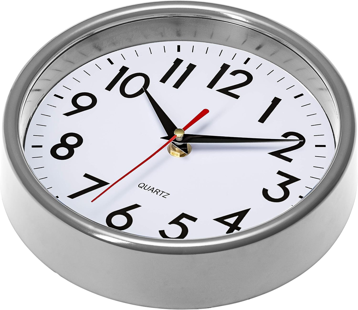 Bernhard Products Silver Wall Clock 8" Silent Non-Ticking Quality Quartz Battery Operated Clock for Home Kitchen Bedroom Bathroom Classroom Nursery Room Easy to Read