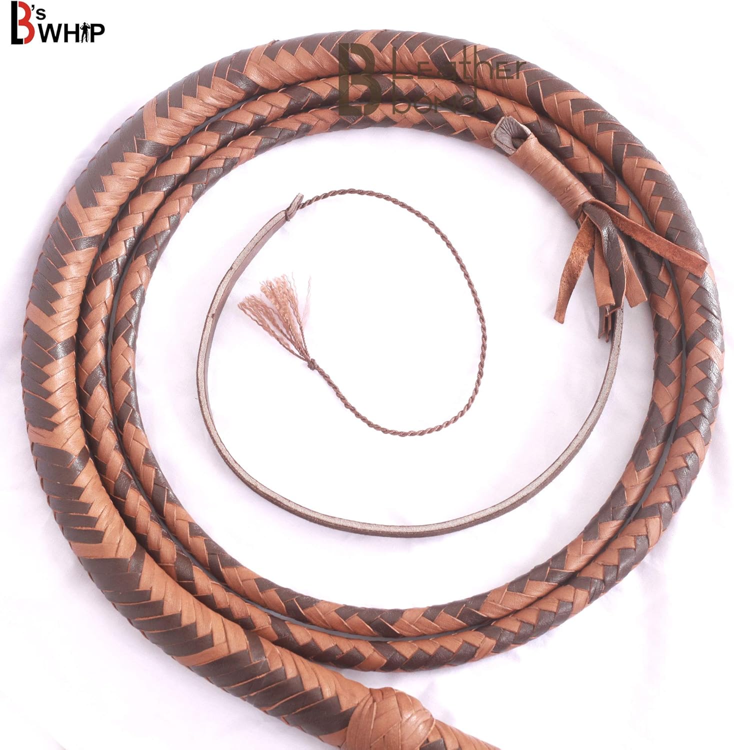Indiana Jones Style Dark Brown Leather Bullwhip Real Cowhide Leather Bull Whip 6Ft and 8 ft Whip
