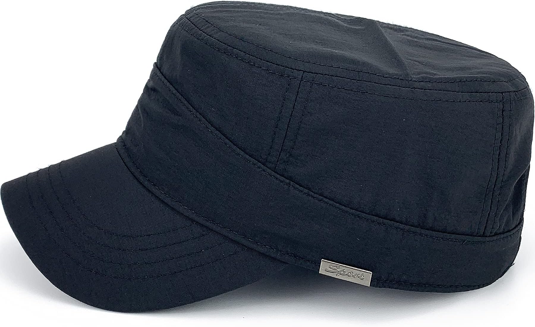 mens Quick Dry Cadet Army Waterproof Military Flat Top Baseball Dad Sun Outdoor Sports Cap, Black, X-Large