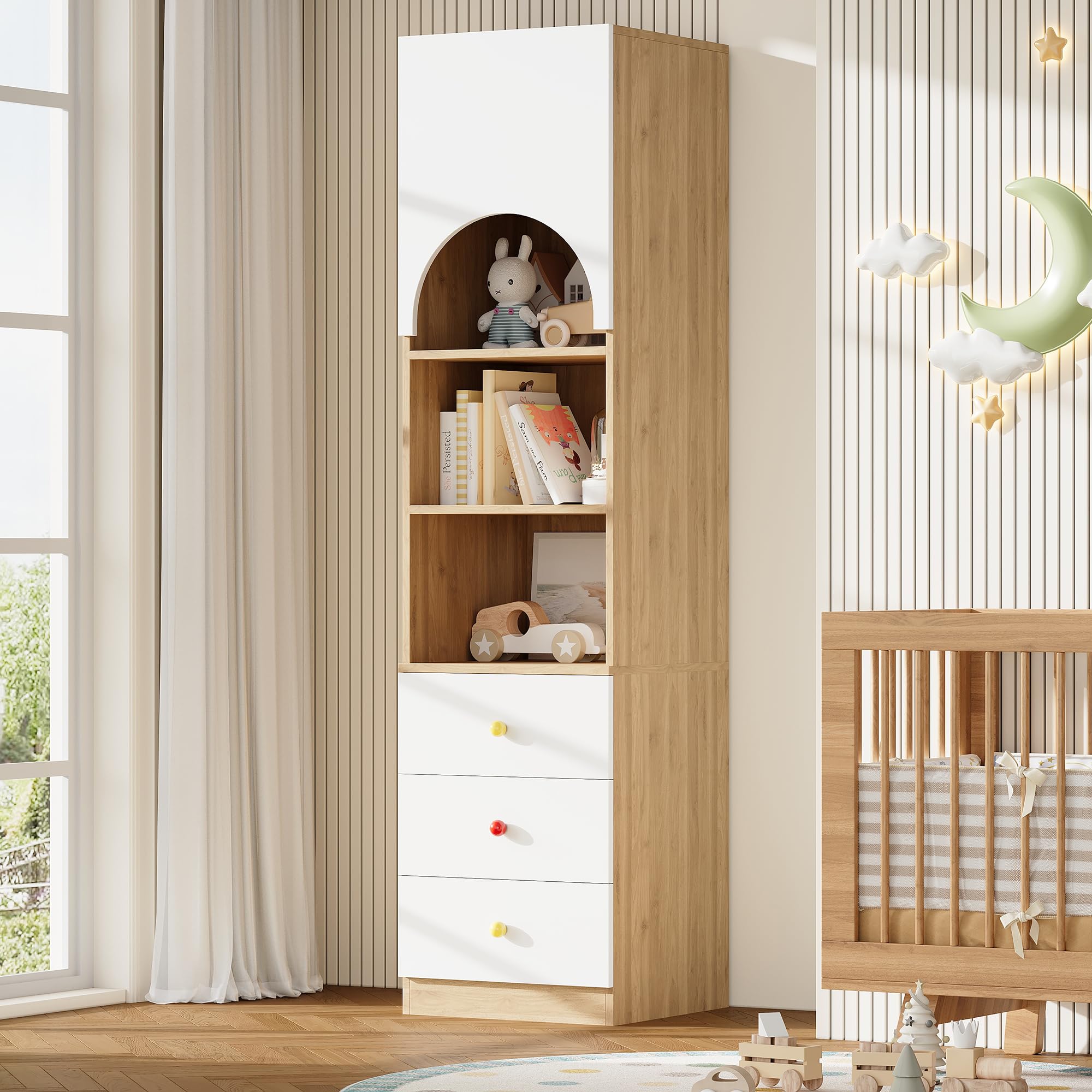 Muskel estantería moderna blanca para salón y oficina con cajones