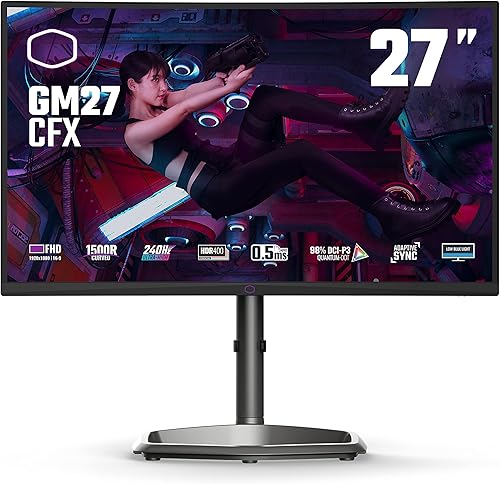 Cooler Master Monitor de PC de escritorio curvado sin marco de 27 pulgadas, 240 Hz FHD 1920 x 1080, VA 8 bits con punto cuántico, 0.5 ms (MPRT),