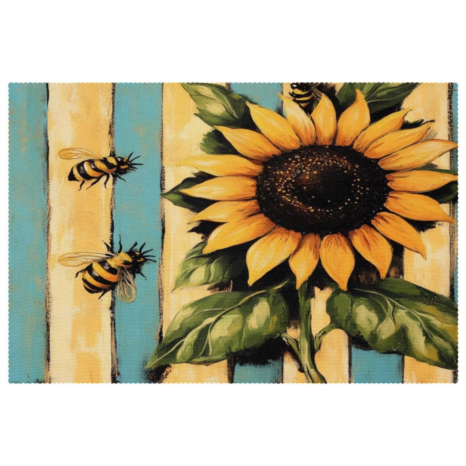 Set de table abeilles et tournesols lot de 6 pièces lavables de 30x45 cm