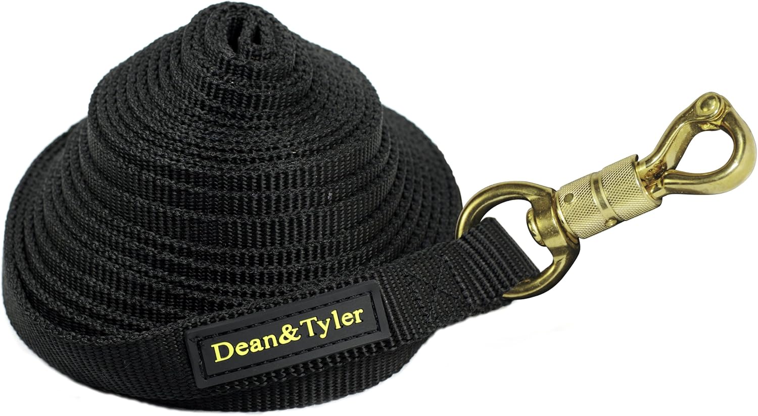 Dean & Tyler Double Ply Nylon Dog Leash with Extra Strength Brass Snap, 125-Feet by 3/4-Inch, Black