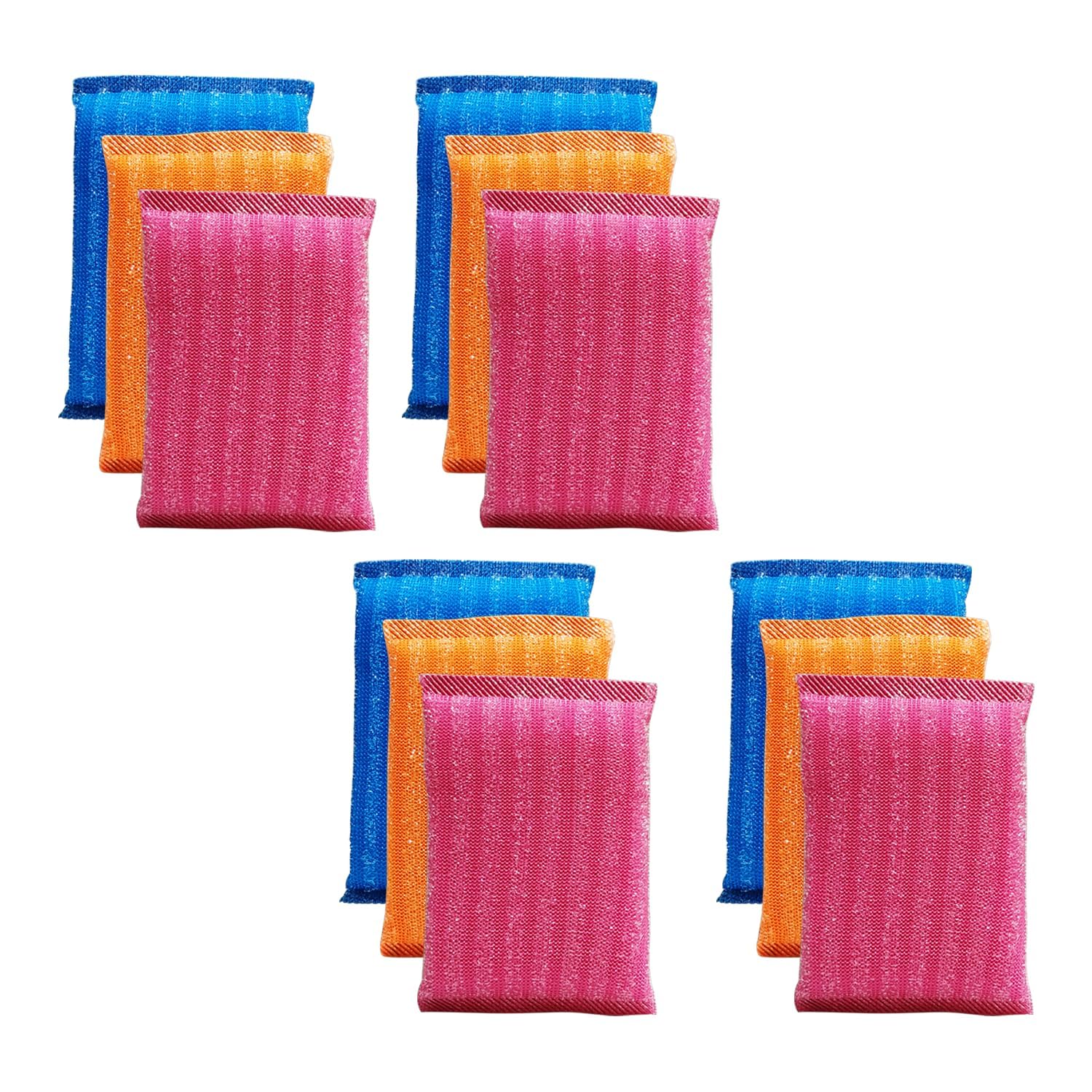 Non-Scratch Multi Colour Kitchen Utensil Scrubber Pad, Multi-Use & Foam Pad Sponge Scourer for Dish, Utensils, Hard Surface Tools, Heavy Duty Standard (20mm Thick) Pack of (12)-image-42