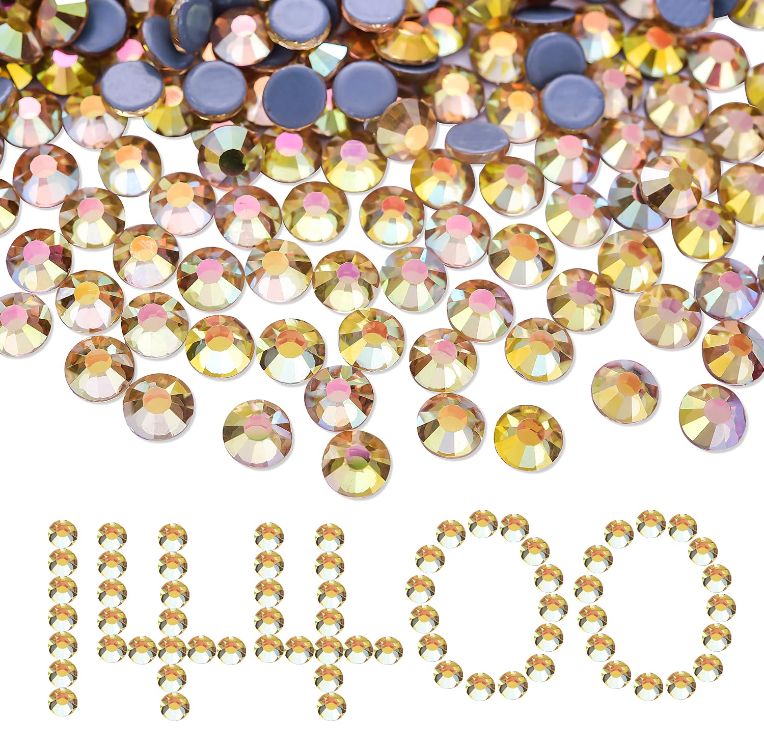 BLINGINBOXHotfix Rhinestones Bulk,14400pcs Hot Fix Rhinestones for Crafts,Clothes,Decoration, SS16,Sunshine