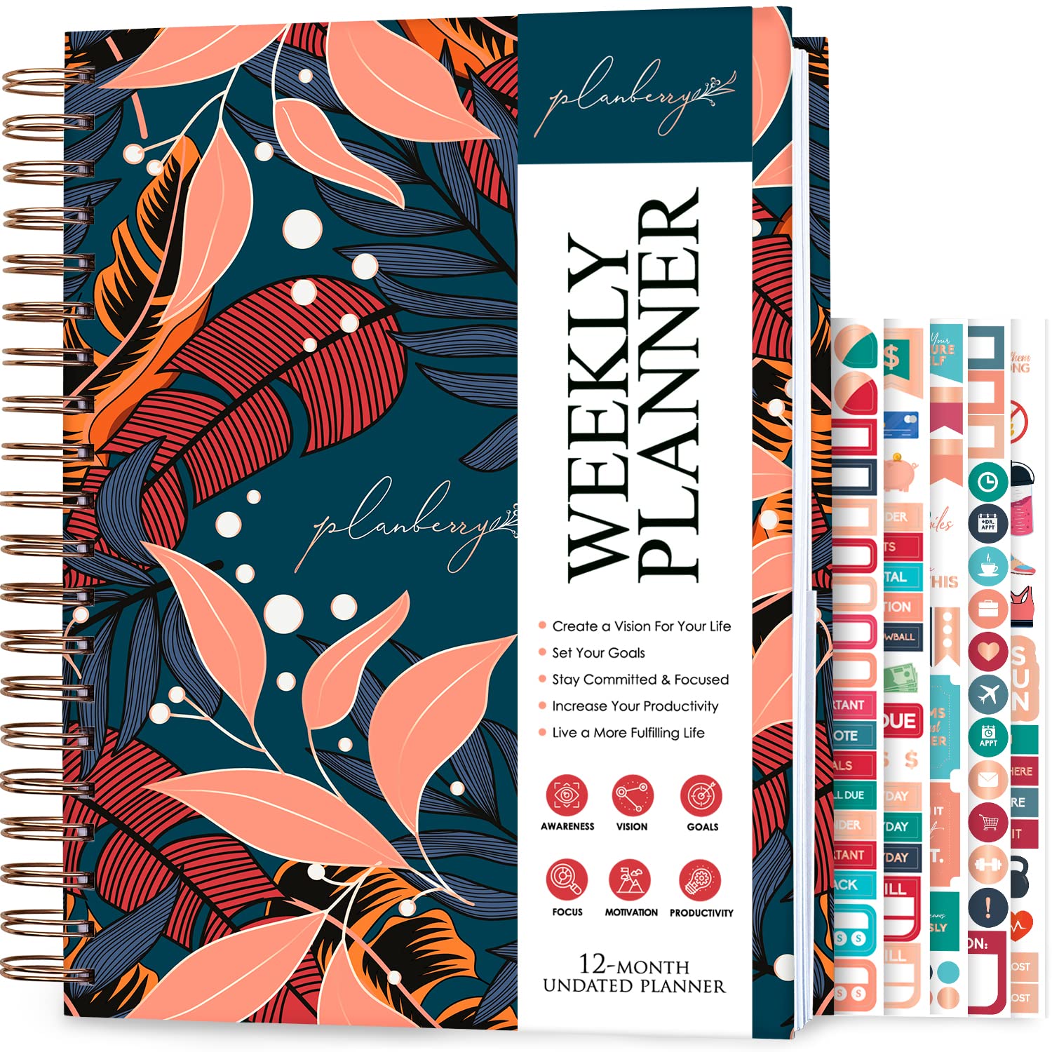 PLANBERRY Weekly Planner Large, Elegant Life & Budget Planner to Hit Your Goals & Live Happier