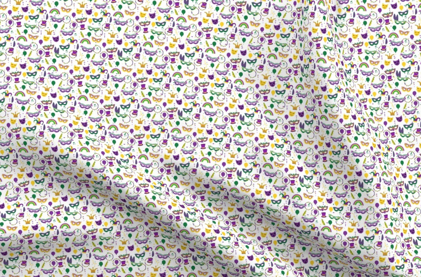 Spoonflower Fabric - Small Mardi Gras Celebration Carnival Fat Tuesday White Confetti Printed on Petal Signature Cotton Fabric Fat Quarter - Sewing