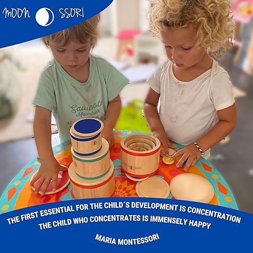 Miniatura 6 de MOON SSORI Cilindro de apilamiento de madera con tapas